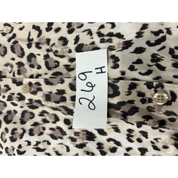 Chico's Leopard Print Long Sleeve Button Up Shirt Beige Black Sz L Animal Print - Picture 9 of 10